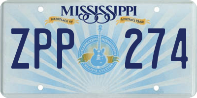 MS license plate ZPP274