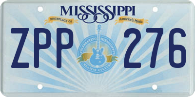 MS license plate ZPP276
