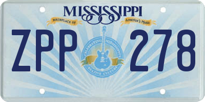 MS license plate ZPP278