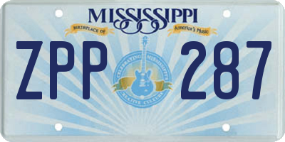 MS license plate ZPP287