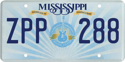 MS license plate ZPP288