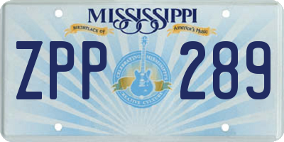 MS license plate ZPP289