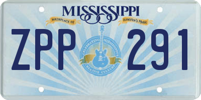 MS license plate ZPP291