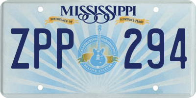 MS license plate ZPP294