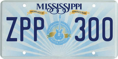 MS license plate ZPP300