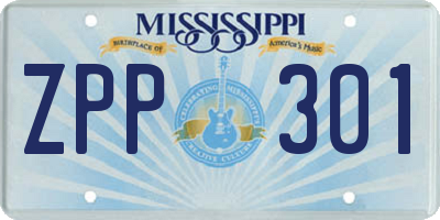 MS license plate ZPP301