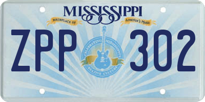 MS license plate ZPP302