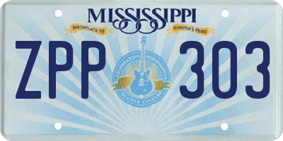 MS license plate ZPP303