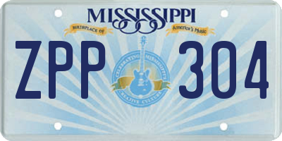 MS license plate ZPP304