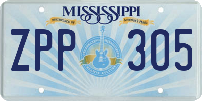MS license plate ZPP305