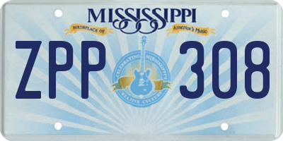 MS license plate ZPP308