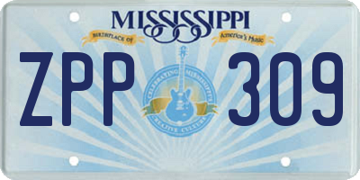 MS license plate ZPP309