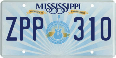 MS license plate ZPP310