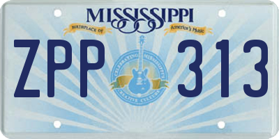 MS license plate ZPP313
