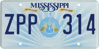 MS license plate ZPP314