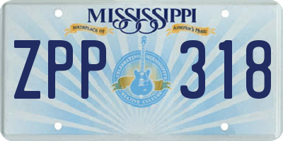 MS license plate ZPP318