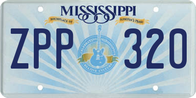 MS license plate ZPP320