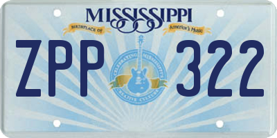 MS license plate ZPP322