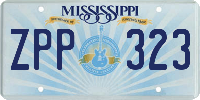 MS license plate ZPP323