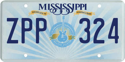 MS license plate ZPP324