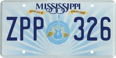 MS license plate ZPP326