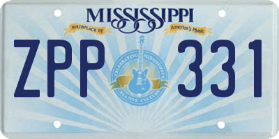 MS license plate ZPP331