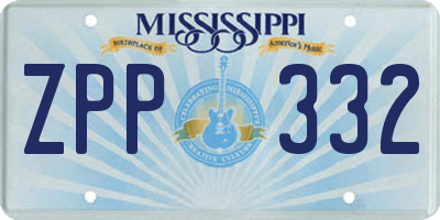 MS license plate ZPP332