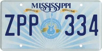 MS license plate ZPP334