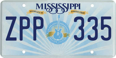 MS license plate ZPP335