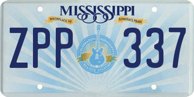 MS license plate ZPP337