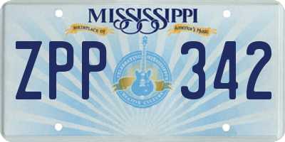 MS license plate ZPP342
