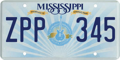 MS license plate ZPP345