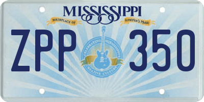 MS license plate ZPP350