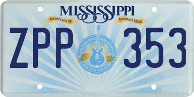MS license plate ZPP353
