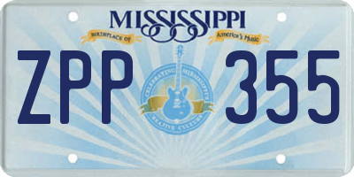 MS license plate ZPP355