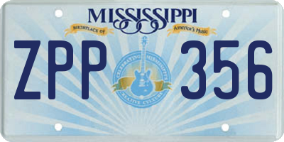 MS license plate ZPP356