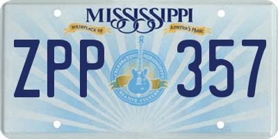 MS license plate ZPP357
