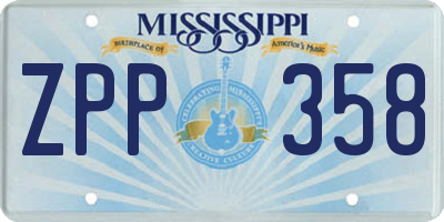 MS license plate ZPP358