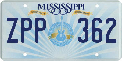 MS license plate ZPP362