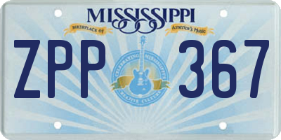 MS license plate ZPP367
