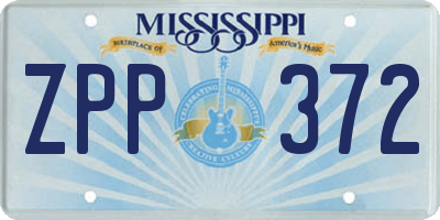 MS license plate ZPP372