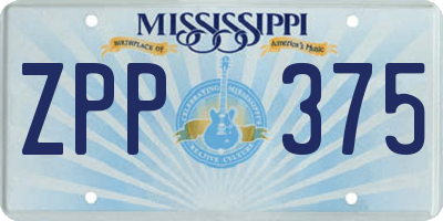 MS license plate ZPP375