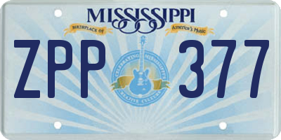 MS license plate ZPP377