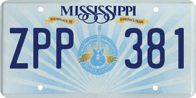 MS license plate ZPP381