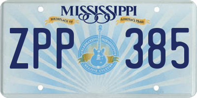 MS license plate ZPP385