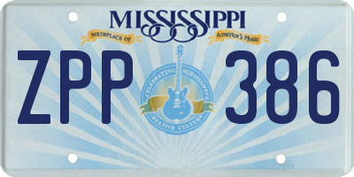 MS license plate ZPP386
