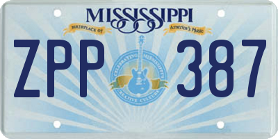 MS license plate ZPP387
