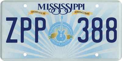 MS license plate ZPP388