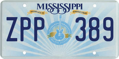 MS license plate ZPP389