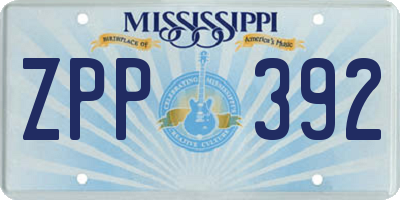 MS license plate ZPP392